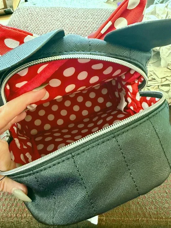 Disney Minnie Mouse Mini Backpack Black Quilted Ears Bow NWT - Picture 10 of 14